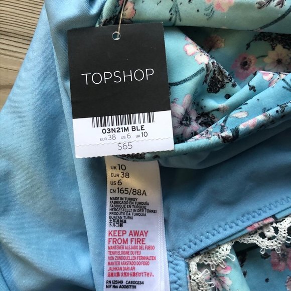 Topshop Swimsuit Floral Lace Ditsy 1 Piece Size 6 - Picture 6 of 8